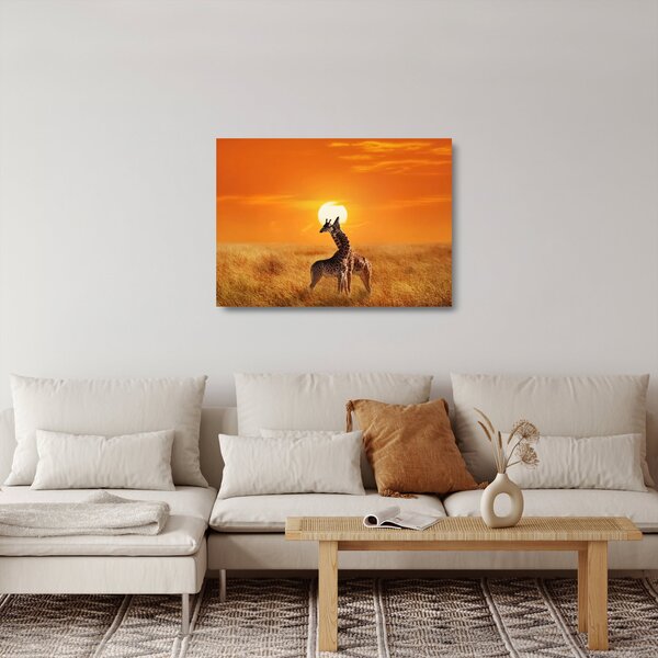 Skleněný obraz - Žirafy v národním parku Serengeti (70x50 cm)