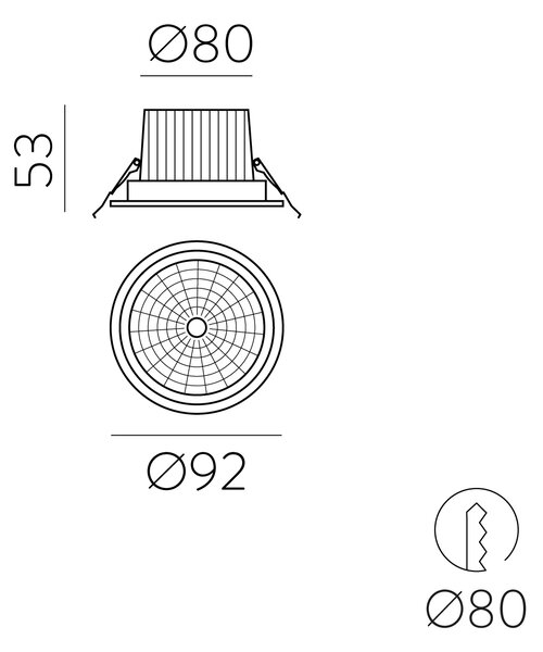 ACB Iluminacion Zapuštěné LED svítidlo SAFE, ⌀ 9 cm, 8W, CRI90, IP65 Stmívání, řízení: ON/OFF (bez stmívání)