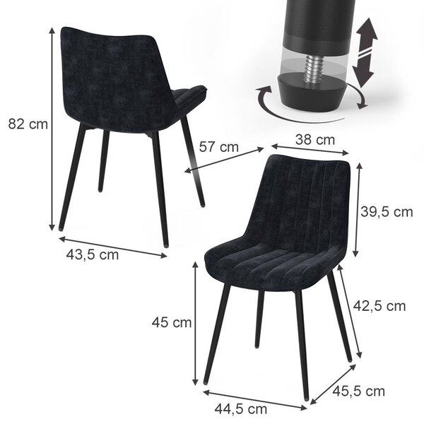 Židle jídelny Vicco Ravlo Černá 51 x 57 cm Sada 4 kusů, Model 61389