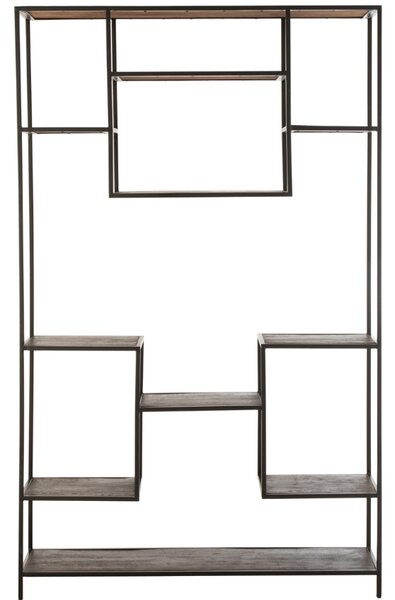 Tmavě hnědý dřevěný regál J-line Roni 119,5 x 30 cm