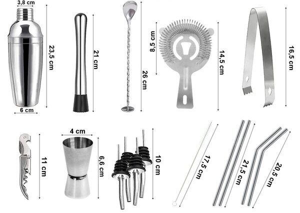TZB Barmanská sada 17 ks GASTON stříbrná