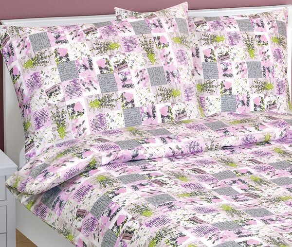 Bellatex Povlečení bavlněné Patchwork lila rozměr 140x200, 70x90 cm