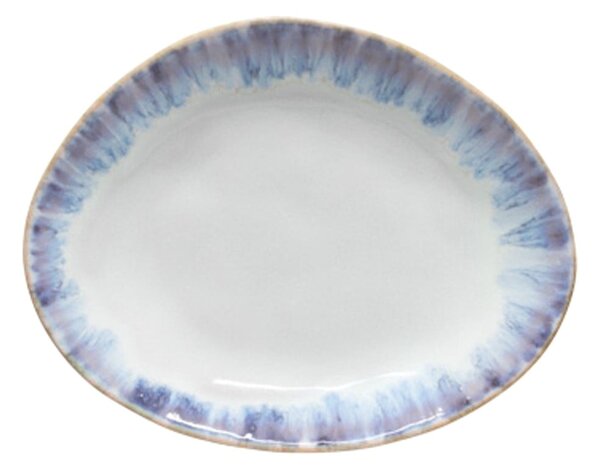 Bílo-modrý kameninový oválný talíř Costa Nova Brisa, ⌀ 20 cm