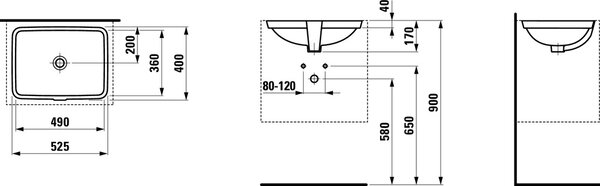 Laufen Pro S umyvadlo 49x36 cm obdélníkový pod pult bílá lesk H8119600001091