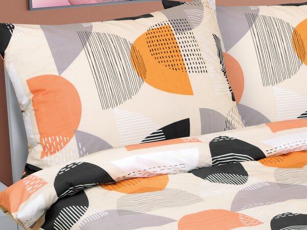 Bellatex Povlečení bavlna na dvoudeku Půlkruh oranžová rozměr 1ks 180x200, 2ks 70x90 cm