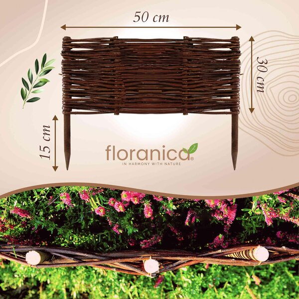 Floranica 1 kus Vrbový plot 30 cm x 50 cm – Zahradní plot z vrbového proutí Palisáda Přírodní oplocení Ohraničení záhonu