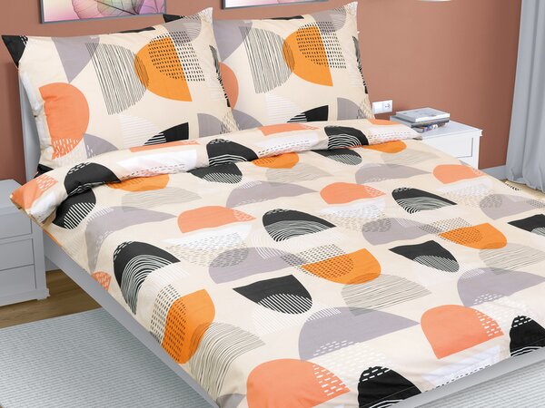 Bellatex Povlečení bavlna na dvoudeku Půlkruh oranžová rozměr 1ks 180x200, 2ks 70x90 cm