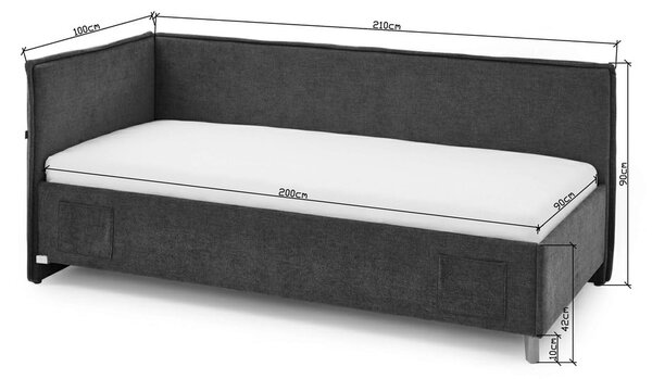 Béžová čalouněná rohová dětská postel s úložným prostorem s roštem 90x200 cm Fun – Meise Möbel