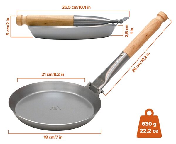 Pánev Jägarstekpanna S3 21cm, skládací s rukojetí
