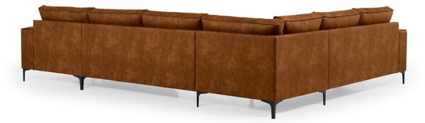 Koňakově hnědá rohová pohovka z imitace kůže (pravý roh/do "U") Copenhagen – Scandic