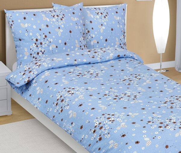 Bellatex Povlečení krepové Kytička modrá 140x200, 70x90 cm