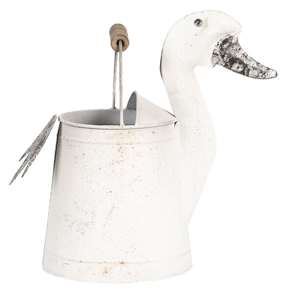 Bílá plechová dekorační konev kachna Duck- 31*16*27 cm