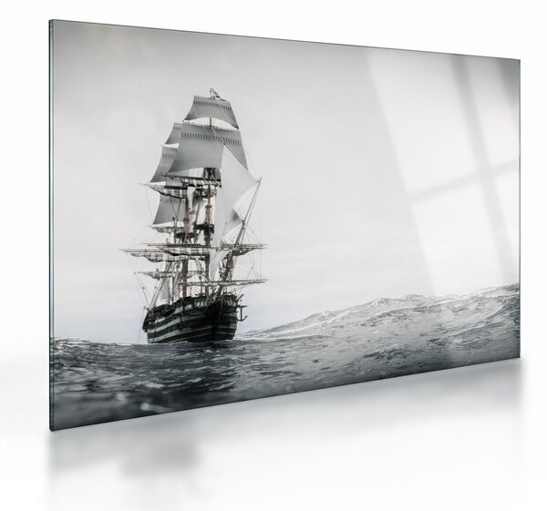 Skleněný obraz - Loď plující po oceánu (70x50 cm)