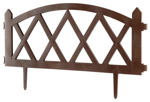 Vilde | Ohraničení záhonu - Sada 12 ks - 57x25 cm - Odolné vůči povětrnostním vlivům - Plast - Zahradní plot hnědý