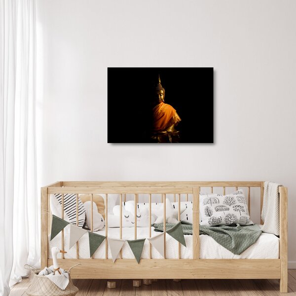 Skleněný obraz - Zlatá socha Buddhy (70x50 cm)