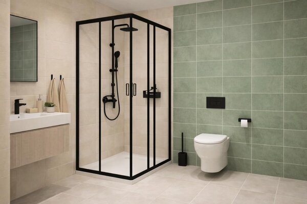 Design Funkia Nero čtvercová skříňka, průhledné sklo, 90X90 cm
