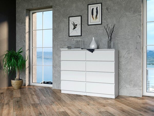 Topeshop M8 120 BIEL, Bílá, 8 zásuvka/zásuvek, Dřevotřískové desky, Jednobarevný, Moderní, Dřevotřískové desky