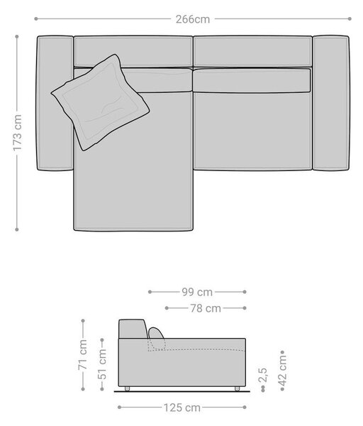DELIFE Rohová pohovka Sirpio XL 270x170 cm manšestr béžová variabilní lenoška