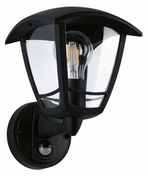 PAULMANN Venkovní nástěnné svítidlo Classic Curved pohybové čidlo IP44 hranaté 164x180mm max. 12W 230V černá umělá hmota