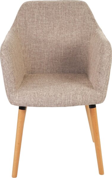 Jídelní židle Malmö T381, židle kuchyňská židle, retro design 50. let textil, krémová/šedá, světlé nohy