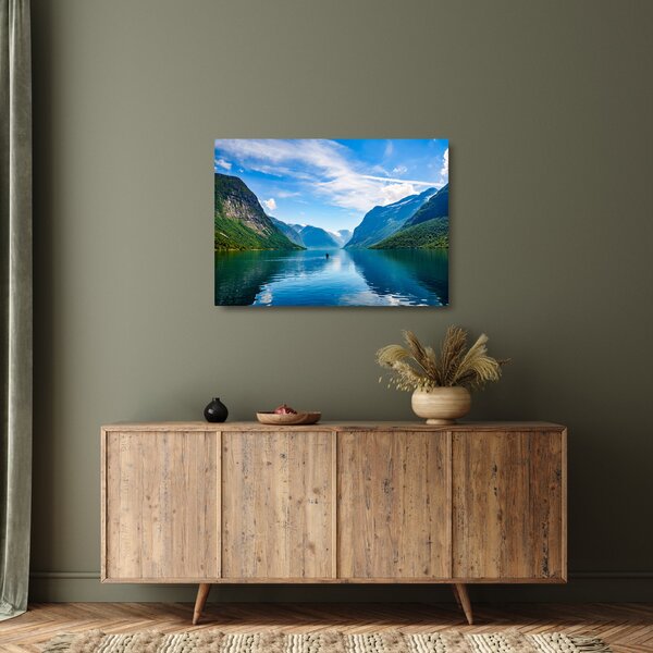 Skleněný obraz - Jezero Lovatnet (70x50 cm)