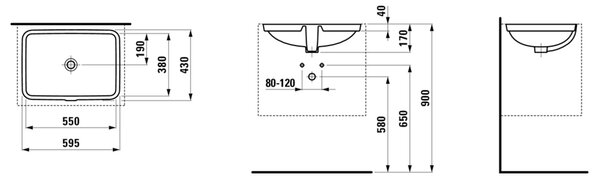 Laufen Pro S umyvadlo 55x38 cm obdélníkový pod pult bílá lesk H8119630001091