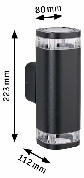 PAULMANN Venkovní nástěnné svítidlo Colum IP44 80x112mm max. 20W 230V antracit hliník up/down
