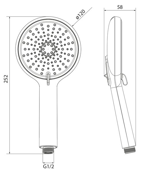 Sapho Sapho, Ruční masážní sprcha, 4 režimy, průměr 120mm, ABS/černá mat, 1204-51B