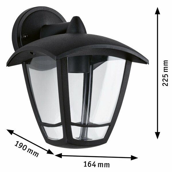 PAULMANN Venkovní nástěnné svítidlo klasické zakřivené IP44 max. 1x12W E27 umělá hmota 230V 943.92