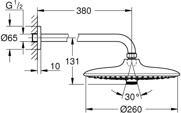 Grohe Euphoria hlavová sprchá s ramenem 26x26 cm kulatý StarLight Chrome 26458000