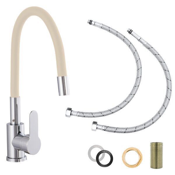 Gamma Flex 2000, stojánková dřezová baterie s flexibilním ramenem, béžová-chromová, GMA-BFX-2000B