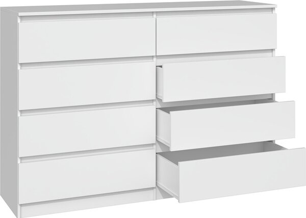 Topeshop M8 140 BIEL, Bílá, 8 zásuvka/zásuvek, Dřevotřískové desky, Jednobarevný, Moderní, Dřevotřískové desky