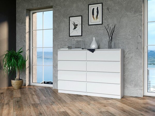 Topeshop M8 140 BIEL, Bílá, 8 zásuvka/zásuvek, Dřevotřískové desky, Jednobarevný, Moderní, Dřevotřískové desky