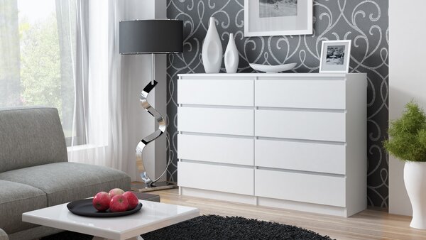 Topeshop M8 140 BIEL, Bílá, 8 zásuvka/zásuvek, Dřevotřískové desky, Jednobarevný, Moderní, Dřevotřískové desky