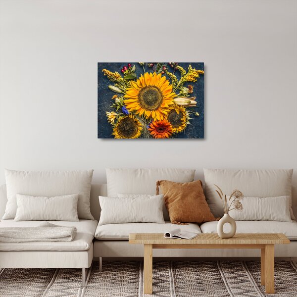 Skleněný obraz - Podzimní květiny (70x50 cm)