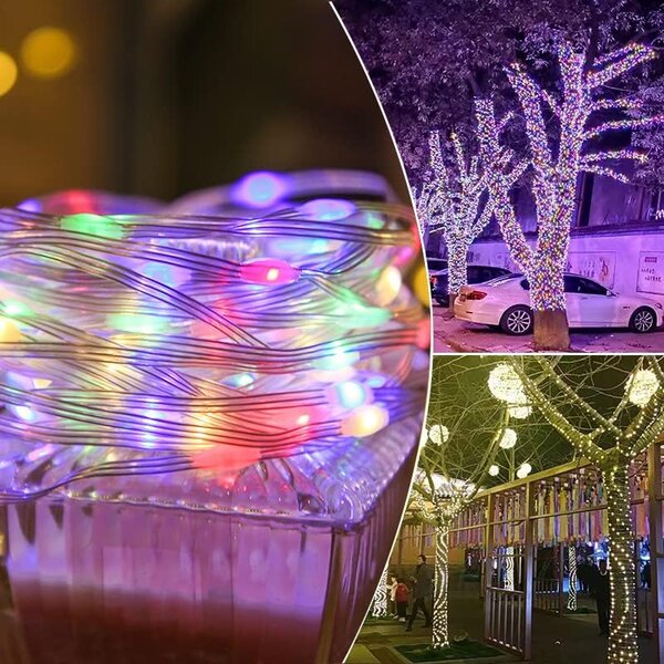 Venkovní světelný vánoční řetěz s šípkovými diodami, různobarevná, 50m, 500 LED, 8 programů