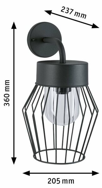 PAULMANN Venkovní nástěnné svítidlo Lanka IP44 205x237mm max. 40W 230V antracit hliník