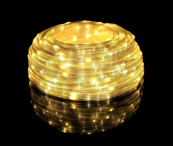 Venkovní světelný vánoční řetěz s šípkovými diodami, teplá bílá, 50m, 500 LED, 8 programů