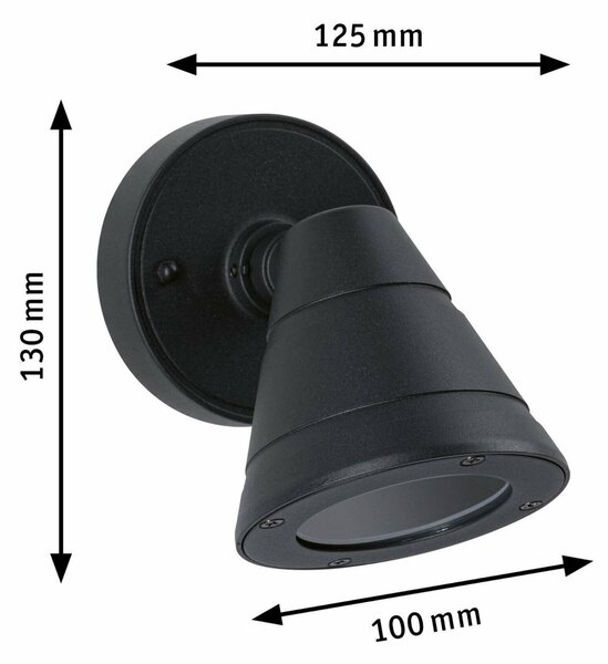 PAULMANN Venkovní nástěnné svítidlo Trian IP44 kruhové 100x125mm max. 35W 230V antracit hliník