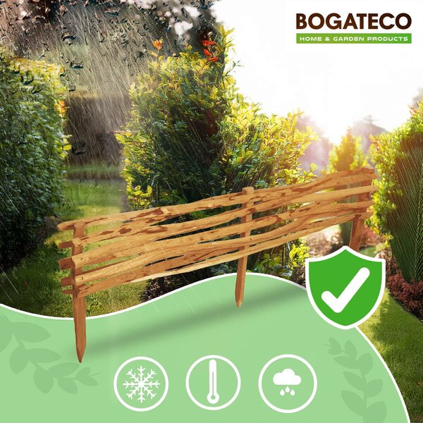 BOGATECO 3x zahradní plot z lískového dřeva 120 cm x 20 cm lemování záhonů lemování trávníku lemování záhonů dřevěné lemování záhonů plot | hnědý