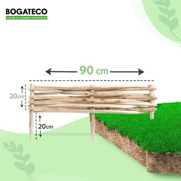 BOGATECO 3x zahradní plot z lískového dřeva 90 cm x 20 cm lemování záhonů lemování trávníku plot dřevěný plot lemování záhonů plot z plotovek lemování záhonů plot z plotovek ideální jako lemování záhonů nebo cestiček