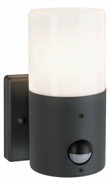 PAULMANN Venkovní nástěnné svítidlo Tubs pohybové čidlo IP44 kruhové 105x130mm max. 15W 230V šedá mat kov/umělá hmota