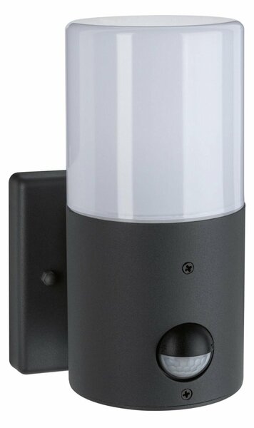 PAULMANN Venkovní nástěnné svítidlo Tubs pohybové čidlo IP44 kruhové 105x130mm max. 15W 230V šedá mat kov/umělá hmota