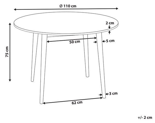 Jídelní stůl RADAN Světle hnědá 110 cm 110 cm