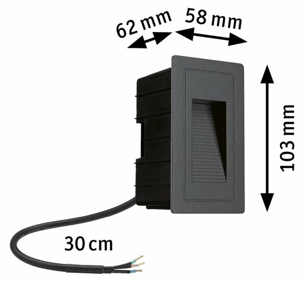 PAULMANN Venkovní vestavné svítidlo do zdi High LED černá IP44 4W 230V teplá bílá 105x60mm 943.82