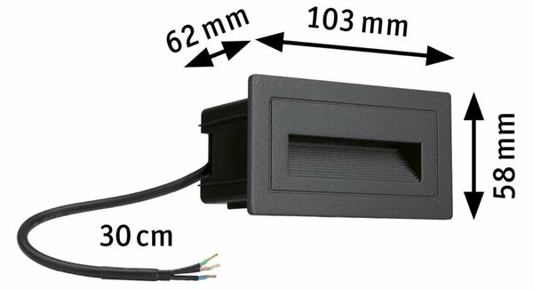 PAULMANN Venkovní vestavné svítidlo do zdi Long LED černá IP44 4W 230V teplá bílá 103x58mm 943.83