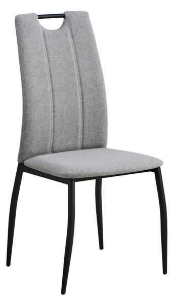 Jídelní židle CasaDolce STARKES, sada 4 kusů, světle šedá, 47x54x97 cm, ergonomické opěradlo, madlo na přenášení, čalouněné, kovové nohy, max. nosnost 120 kg