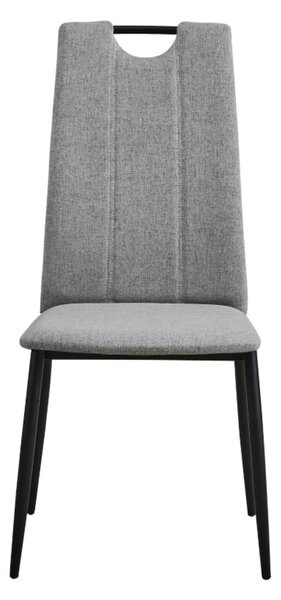 Jídelní židle CasaDolce STARKES, sada 4 kusů, světle šedá, 47x54x97 cm, ergonomické opěradlo, madlo na přenášení, čalouněné, kovové nohy, max. nosnost 120 kg