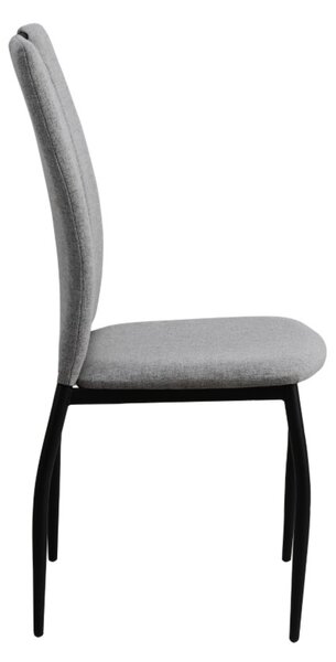 Jídelní židle CasaDolce STARKES, sada 4 kusů, světle šedá, 47x54x97 cm, ergonomické opěradlo, madlo na přenášení, čalouněné, kovové nohy, max. nosnost 120 kg