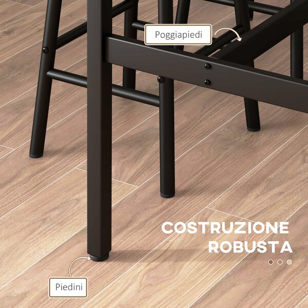 HOMCOM Obdélníkový stůl se 4 židlemi a 4 podnožkami z MDF a oceli, podnožky Ø30x60 cm a obdélníkový stůl 105x40x90 cm, černý a rustikální hnědý | Aoso